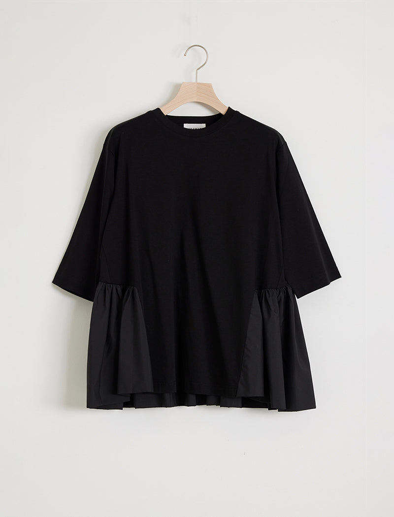 SMOOTH JERSEY BACK GATHERED T-SHIRT