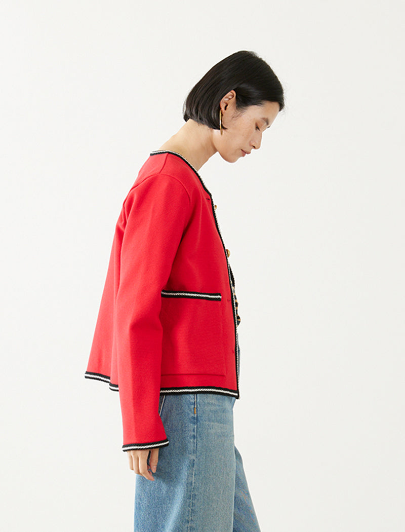 LIGHT INLAY KNIT TRIMMED JACKET