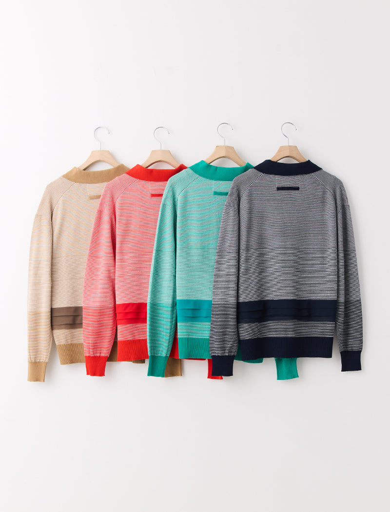 THIN STRIPE SPLIT-NECK POLO