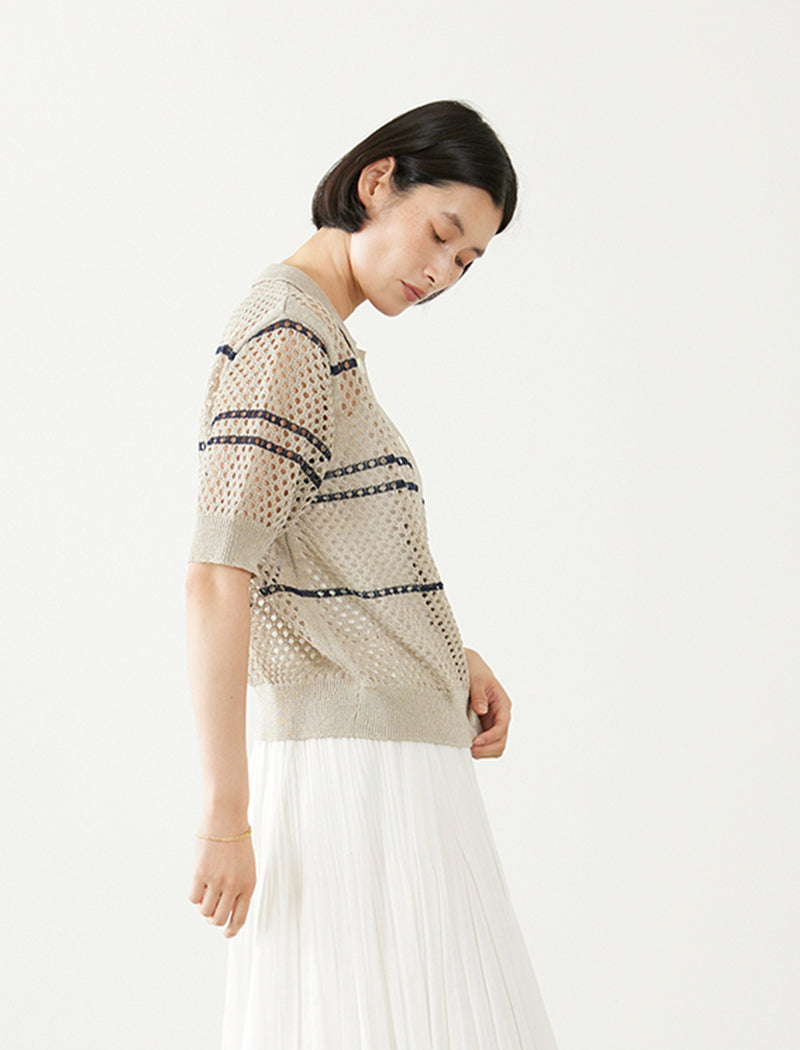 MESH POLO-CARDIGAN
