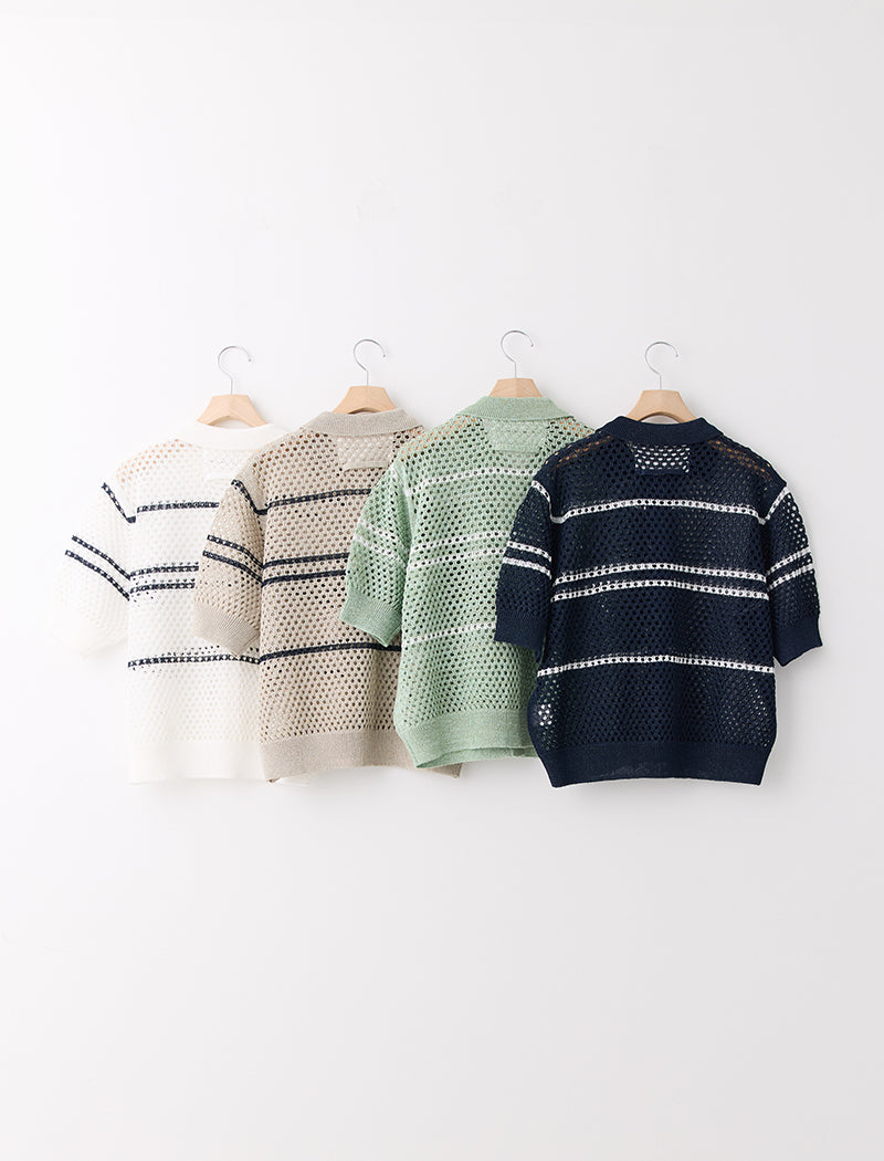 MESH POLO-CARDIGAN