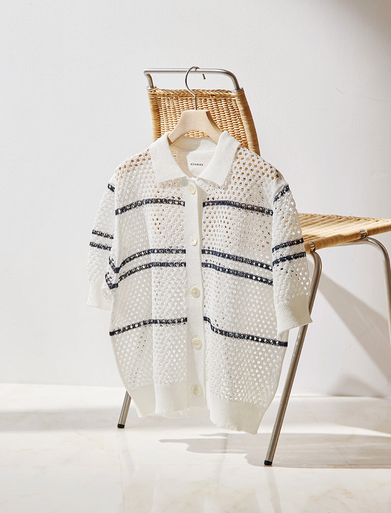 MESH POLO-CARDIGAN