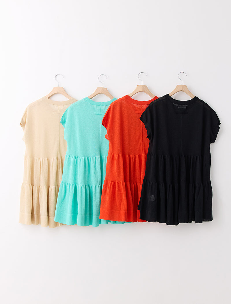 SEMI SHEER LINEN BLEND FLARED TOP