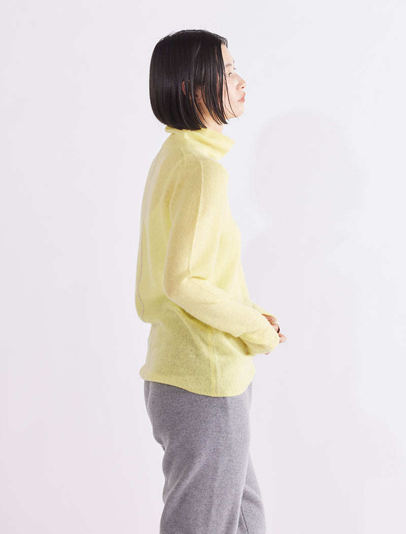SEMI-SHEER CASHMERE MOCK-NECK