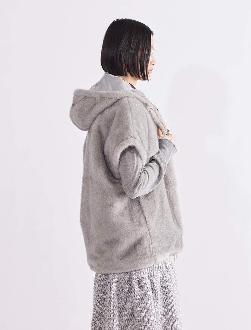 FAUX MINK ZIP VEST
