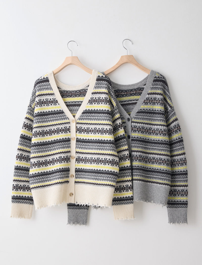 RAW-EDGE FAIR ISLE 2WAY TOP