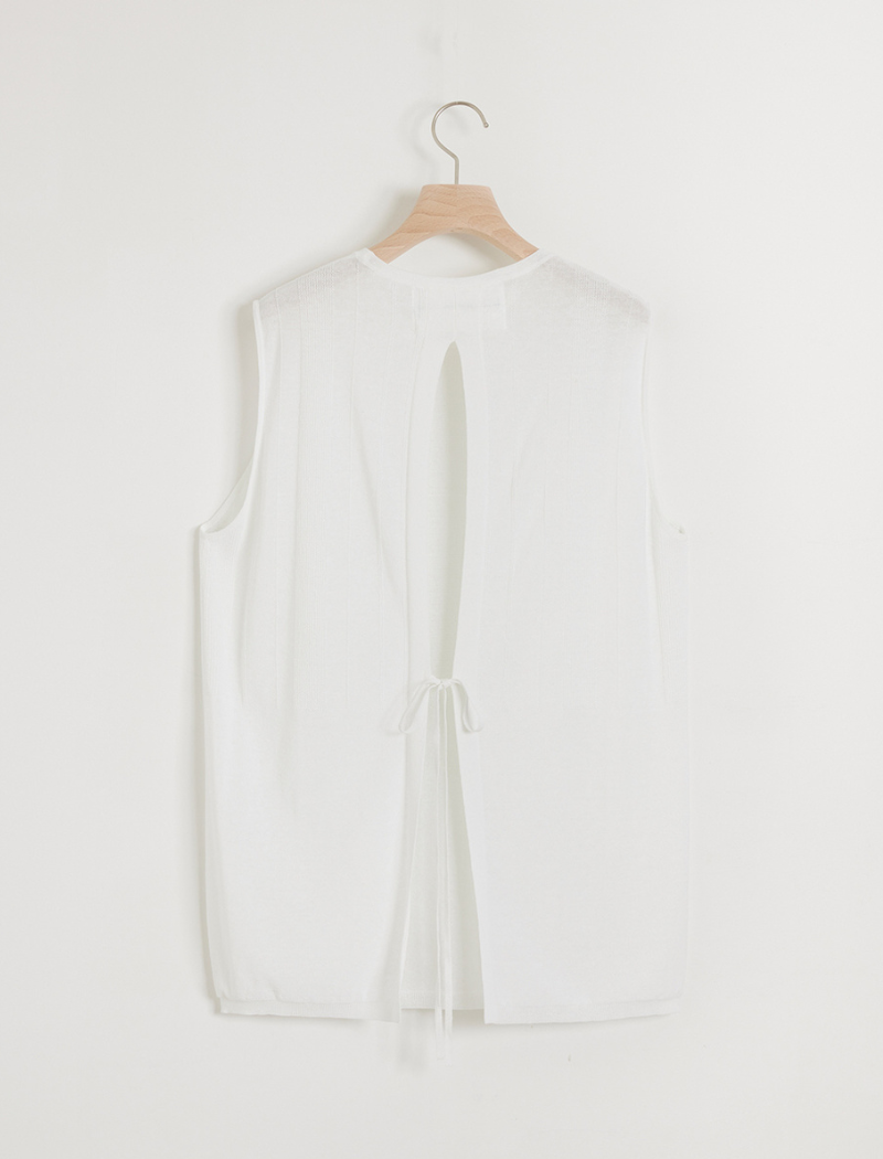 LINEN BLENDED OPEN-BACK VEST