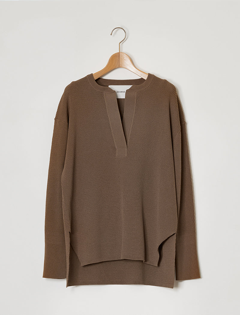 THERMAL KNIT HENLEY TOP