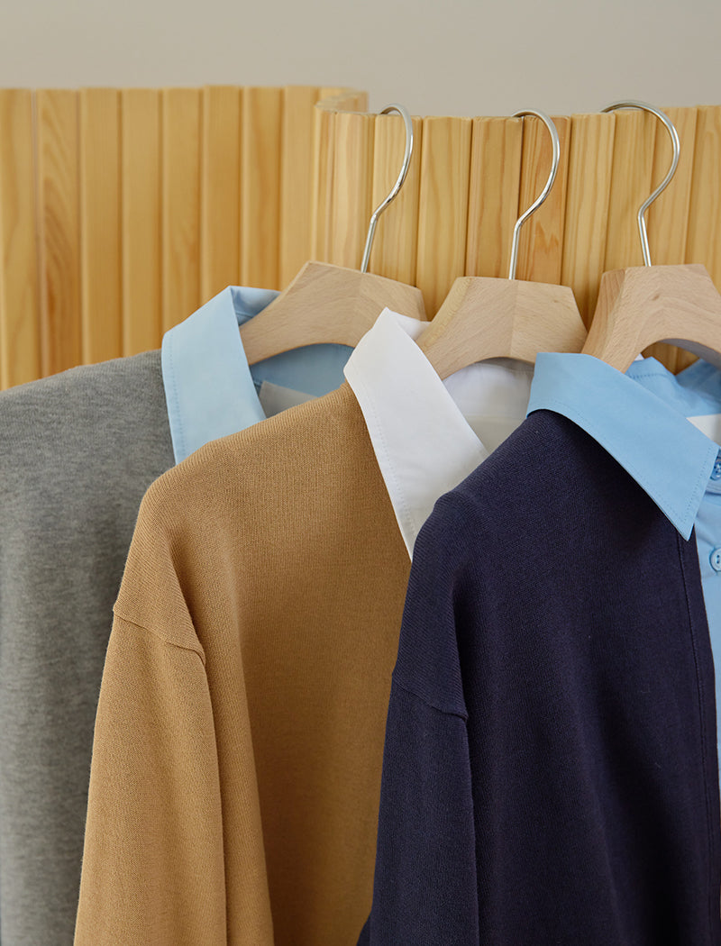 ADAWAS LAYERED-DETAIL SHIRT ネイビー×ブルー LAYERED-DETAIL SHIRT
