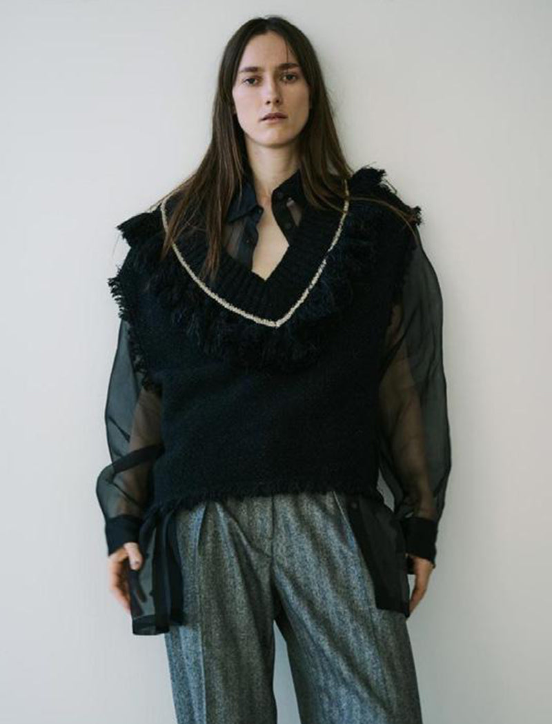 ADAWAS/EZ》TWEED FRINGE VEST