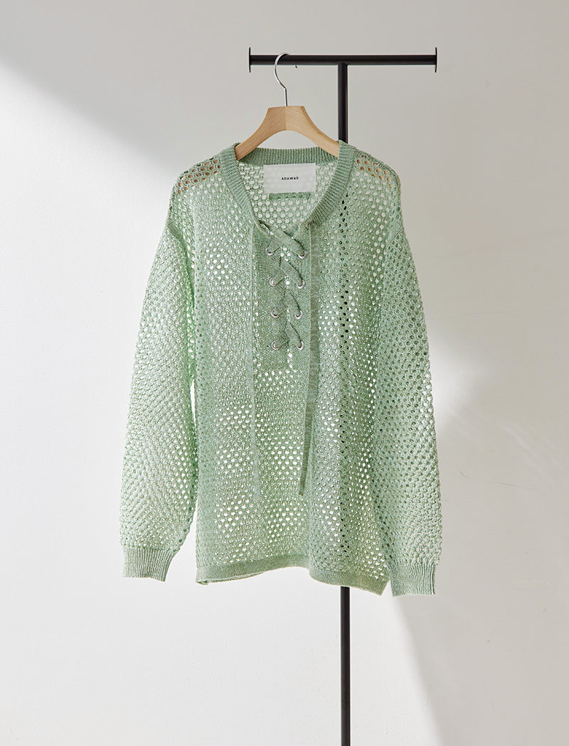 MESH LACE-UP TOP