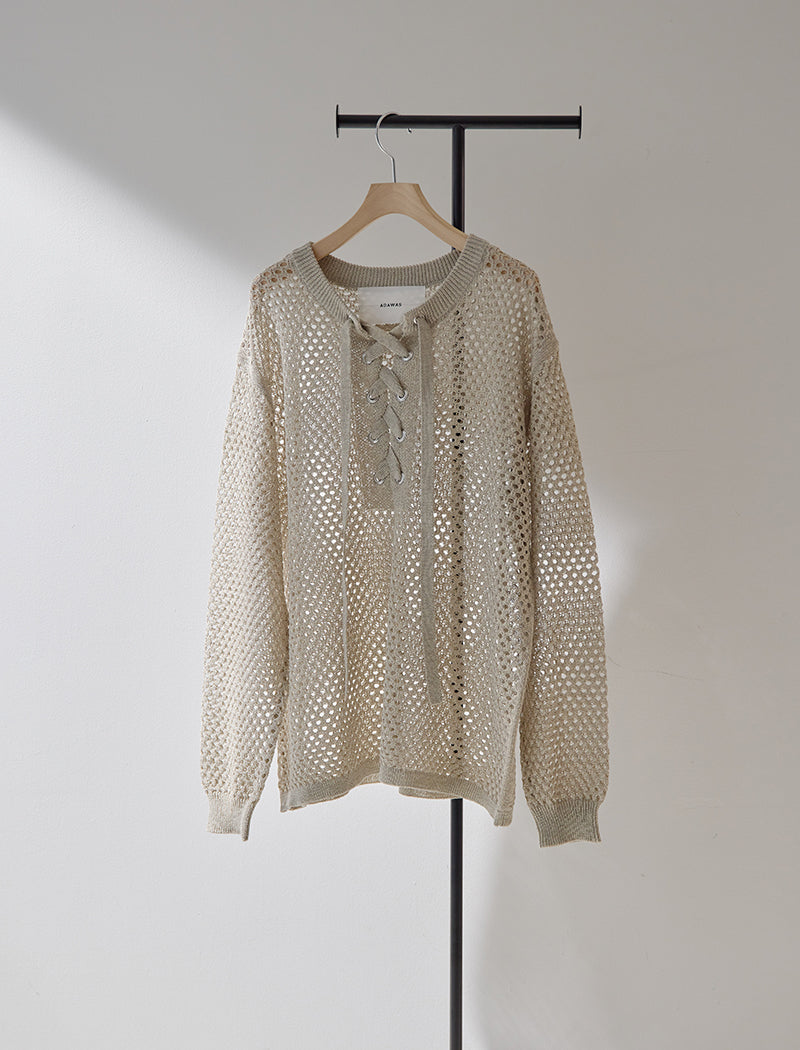 MESH LACE-UP TOP