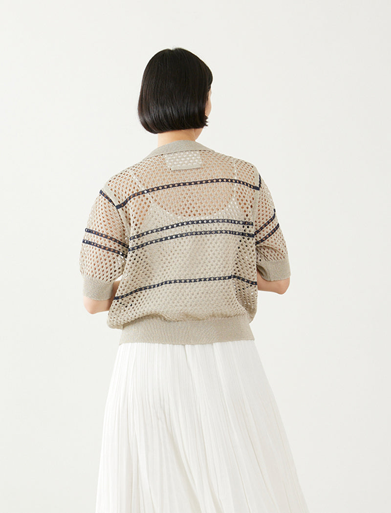 MESH POLO-CARDIGAN
