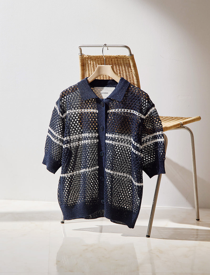 MESH POLO-CARDIGAN