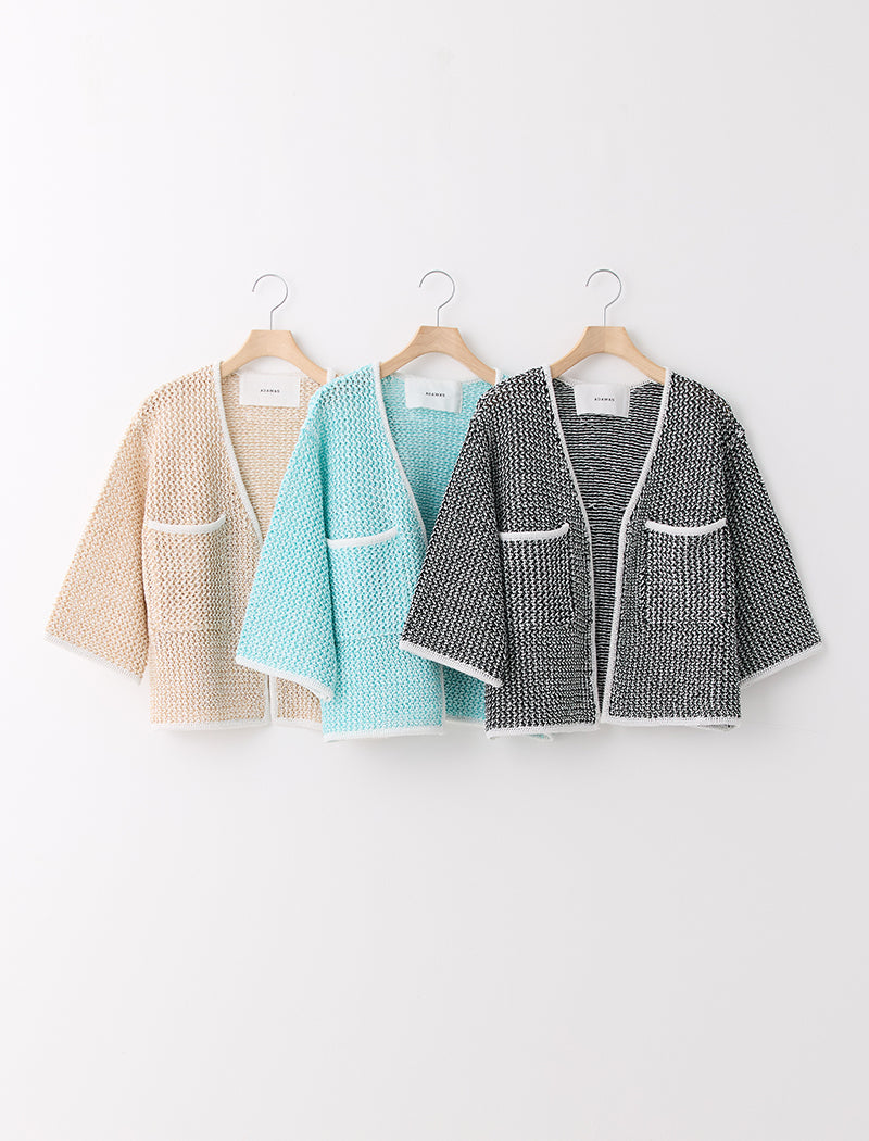 LINEN BLENDED MESH CARDIGAN