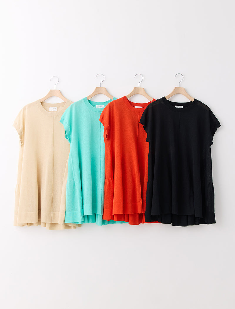 SEMI SHEER LINEN BLEND FLARED TOP