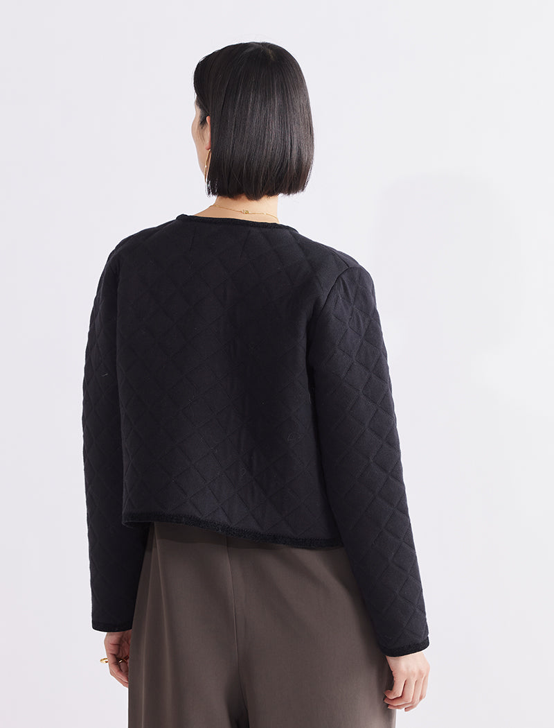 QUILTED KNIT CARDIGAN