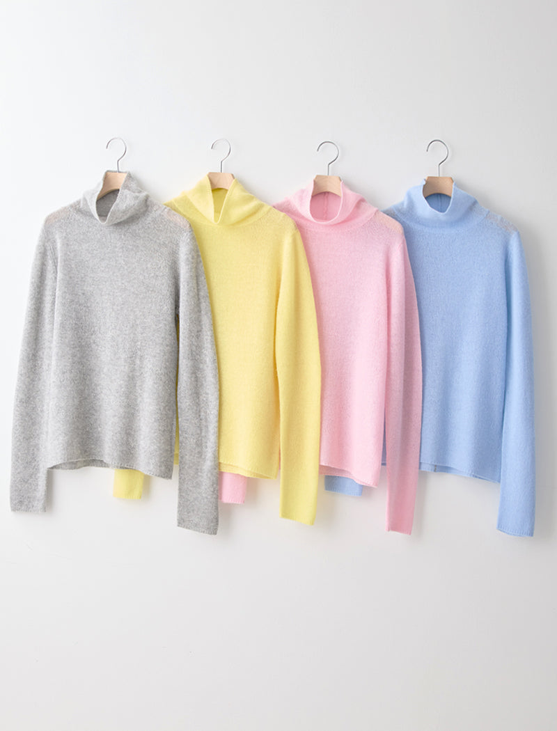 SEMI-SHEER CASHMERE MOCK-NECK