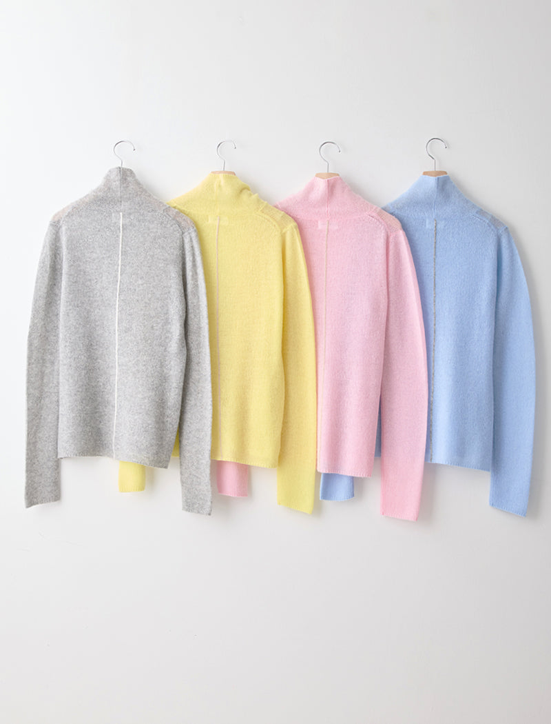 SEMI-SHEER CASHMERE MOCK-NECK