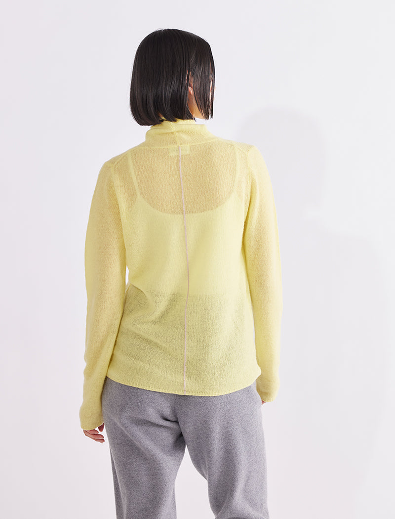 SEMI-SHEER CASHMERE MOCK-NECK