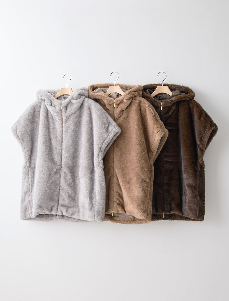 FAUX MINK ZIP VEST