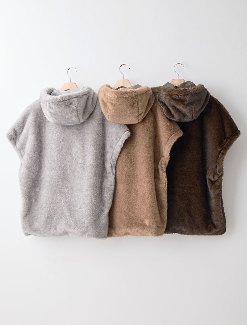 FAUX MINK ZIP VEST