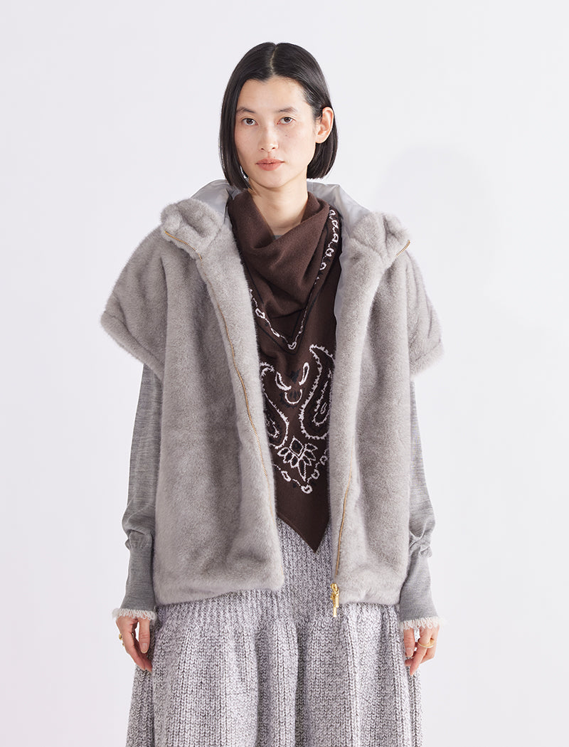 FAUX MINK ZIP VEST