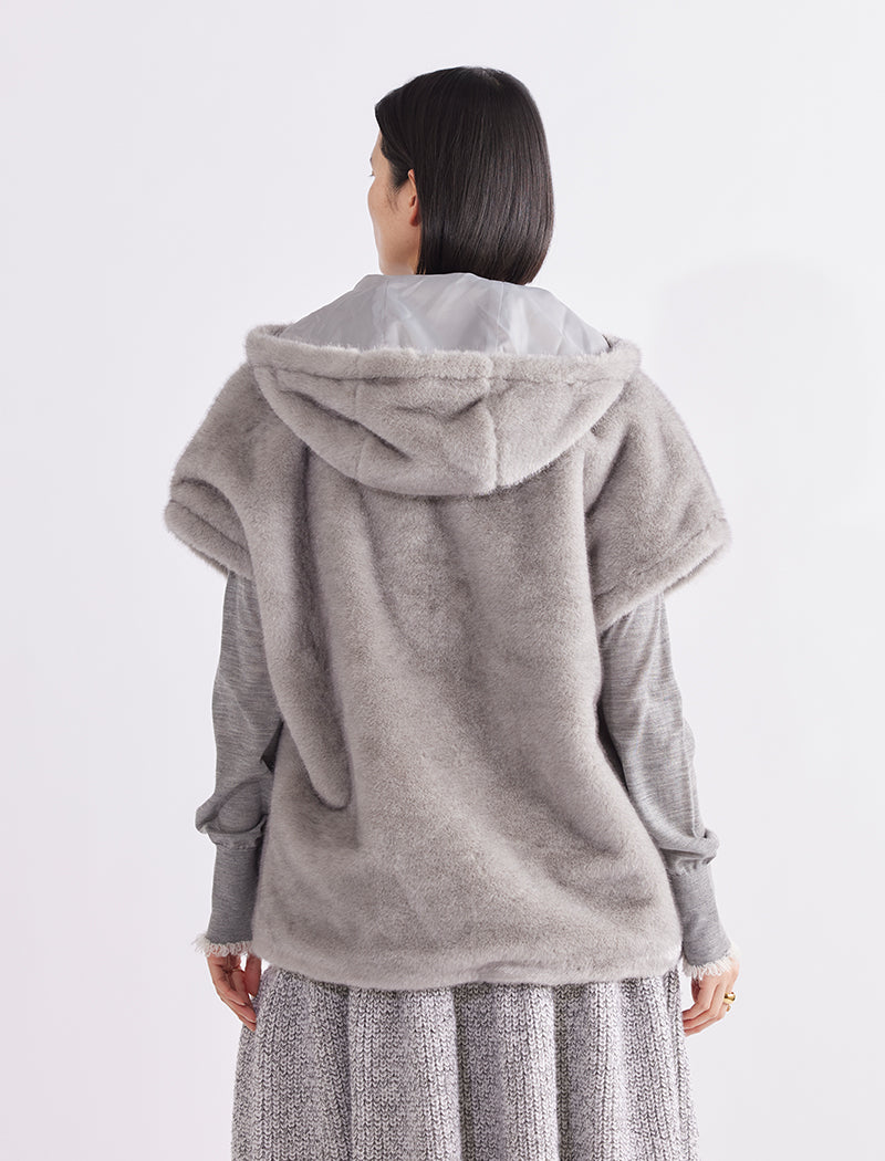 FAUX MINK ZIP VEST