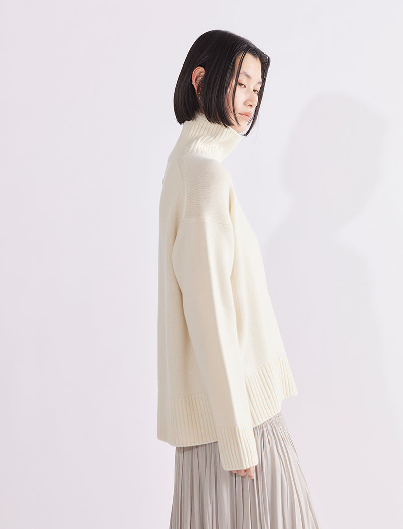 CASHMERE-BLEND MOCK-NECK TOP