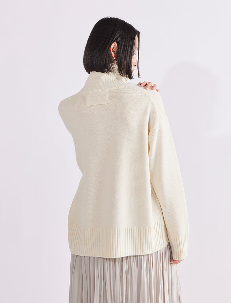 CASHMERE-BLEND MOCK-NECK TOP