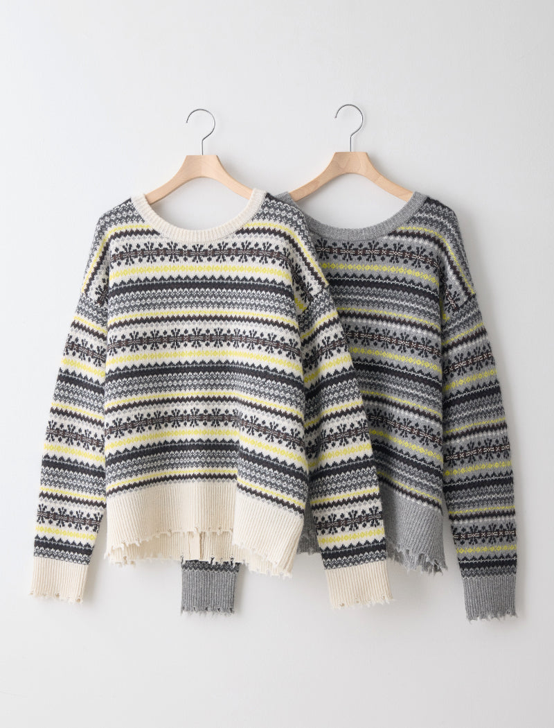 RAW-EDGE FAIR ISLE 2WAY TOP