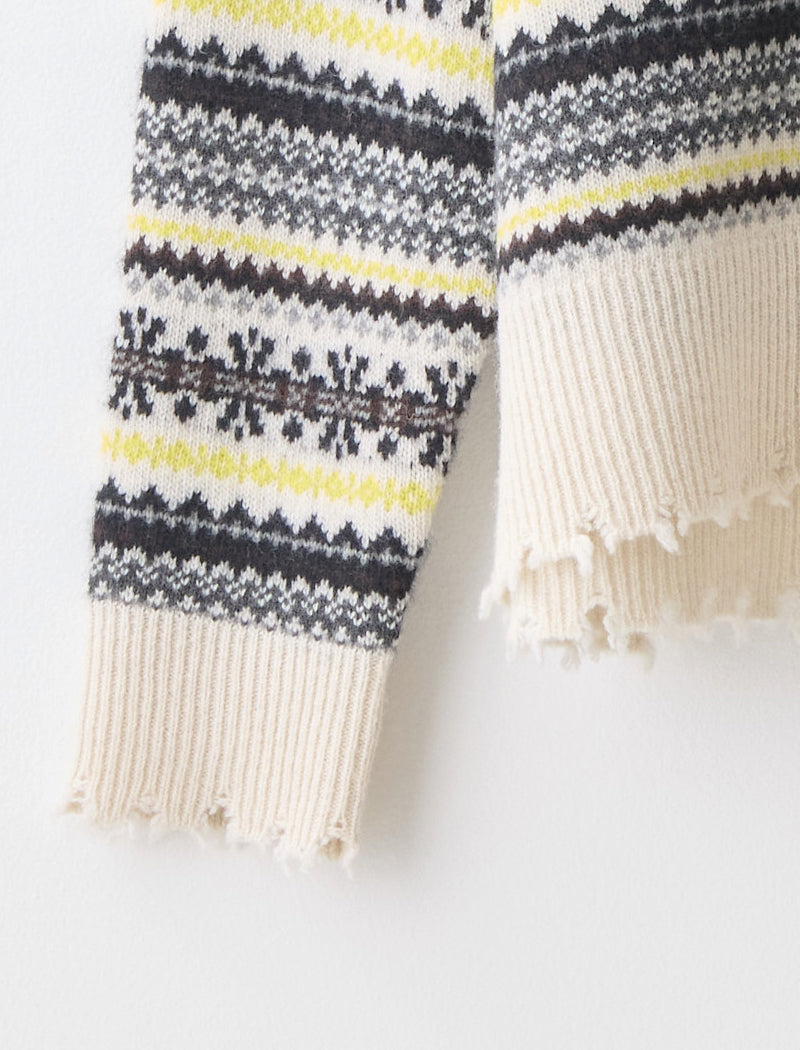 RAW-EDGE FAIR ISLE 2WAY TOP