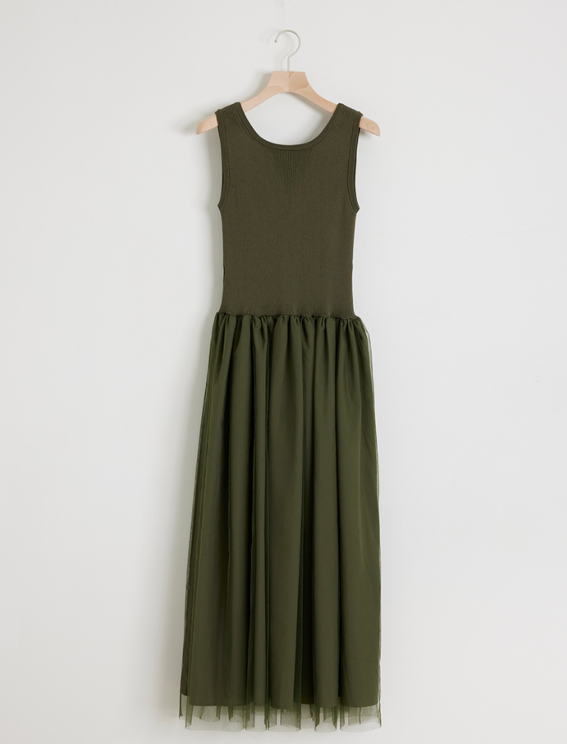 Stretch cotton midi dress