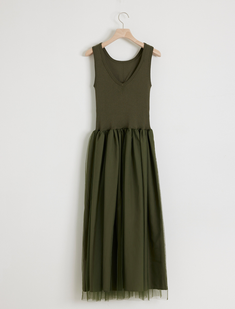 Stretch cotton midi dress