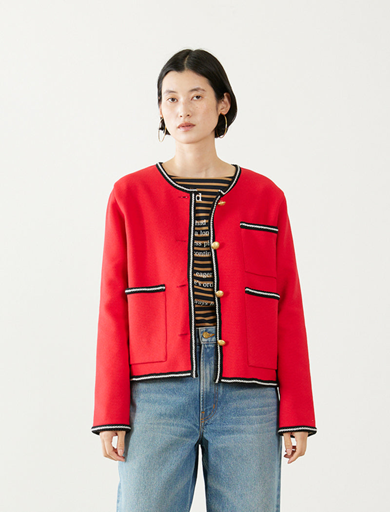 LIGHT INLAY KNIT TRIMMED JACKET